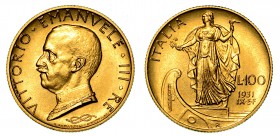 ITALIA. SAVOIA. Vittorio Emanuele III (1900-1946) - 100 lire 1931/IX. Italia su prora. Testa nuda a s. R/ L’Italia a s. su prora di nave. Pag., 646. G...