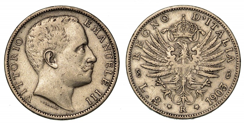 ITALIA. SAVOIA. Vittorio Emanuele III (1900-1946) - 2 lire 1903. Busto a d. R/ A...