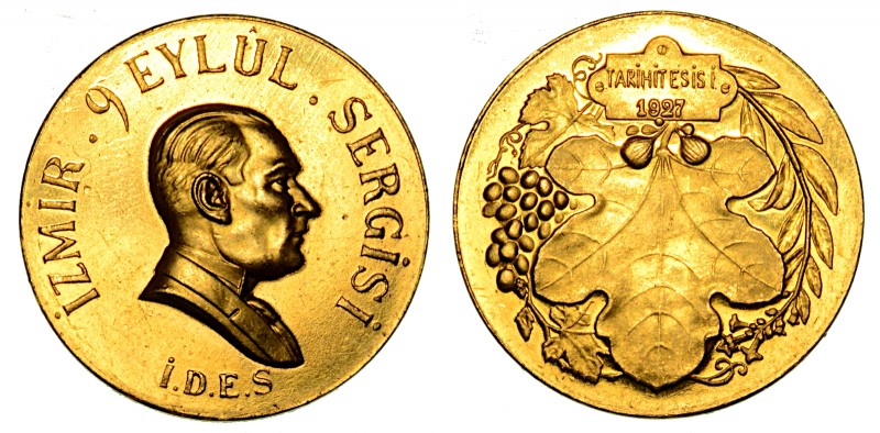 TURCHIA. Medaglia commemorativa Fiera di Izmir 1927. oro g.16,78 titolo 900 q.FD...