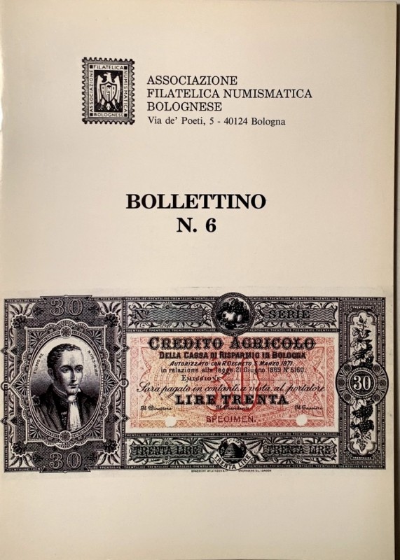 AA.VV. - Associazione fil. numismatica bolognese Bollettino N 6. Bologna, 1993. ...