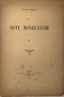 AMBROSOLI S. - Note monegasche. Milano, 1889. Estratto da Rivista Italiana di Numismatica, anno II, fasc. IV, 1889. pp. 4, con ill. nel testo. brossur...