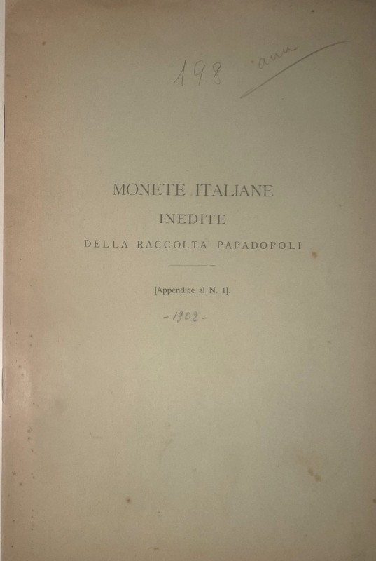 PAPADOPOLI N. - Monete italiane inedite della raccolta Papadopoli < Appendice I ...