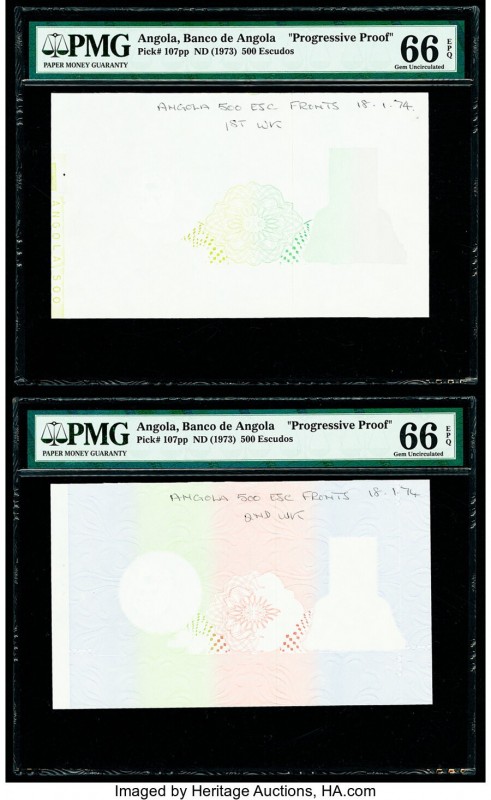 Angola Banco De Angola 500 Escudos 1973 Pick 107pp Progressive Proof Set of 4 Ex...