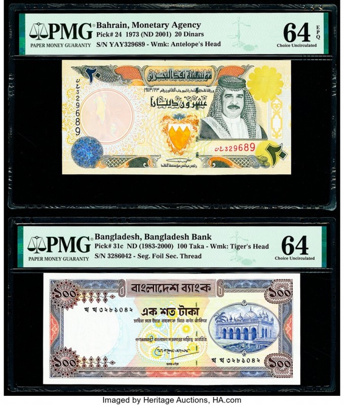 Bahrain Monetary Agency 20 Dinars 1973 (ND 2001) Pick 24 PMG Choice Uncirculated...
