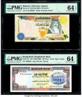 Bahrain Monetary Agency 20 Dinars 1973 (ND 2001) Pick 24 PMG Choice Uncirculated 64 EPQ; Bangladesh Bangladesh Bank 100 Taka ND (1983) Pick 31c PMG Ch...