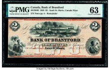 Canada Sault St. Marie, CW- Bank of Brantford $2 1.11.1859 Pick S1574 Ch.# 40-12-04R Remainder PMG Choice Uncirculated 63. Previously mounted.

HID098...