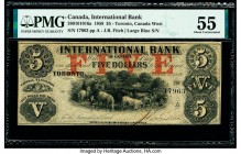 Canada Toronto, CW- International Bank of Canada $5 15.9.1858 Pick S1825h Ch.# 380-10-10-16a PMG About Uncirculated 55. Previously mounted.

HID098012...