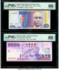 Cape Verde Banco De Cabo Verde 2500 Escudos 1989 Pick 61a PMG Gem Uncirculated 66 EPQ; China Bank of Taiwan 2000 Yuan 2001 Pick 1995 PMG Gem Uncircula...