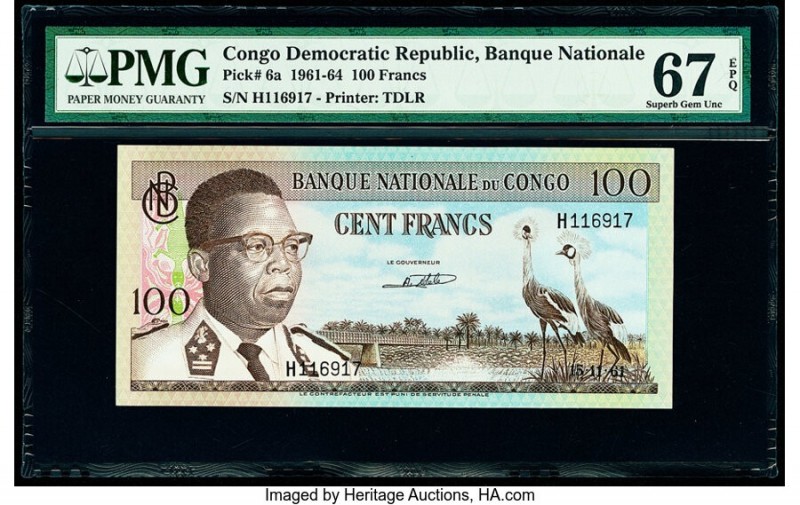 Congo Democratic Republic Banque Nationale du Congo 100 Francs 1961-64 Pick 6a P...