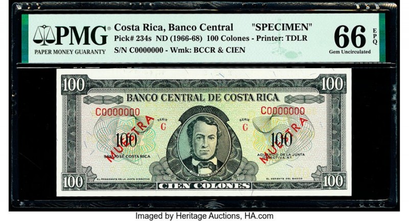 Costa Rica Banco Central de Costa Rica 100 Colones ND (1966-68) Pick 234s Specim...