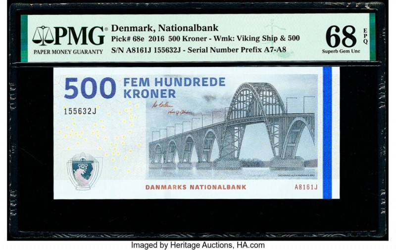 Denmark National Bank 500 Kroner 2016 Pick 68e PMG Superb Gem Unc 68 EPQ. 

HID0...