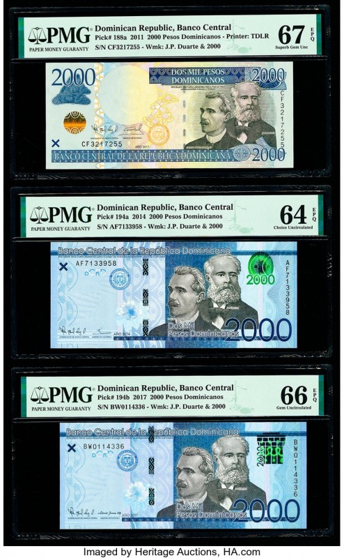 Dominican Republic Banco Central 2000 Pesos Dominicanos 2011; 2014; 2017 Pick 18...