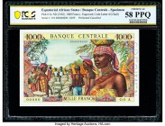 Equatorial African States Banque Centrale des Etats de l'Afrique Equatoriale 1000 Francs ND (1963) Pick 5s Specimen PCGS Choice AU 58 PPQ. Roulette Sp...
