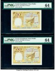 French Somaliland Tresor Public, Cote Francaise des Somalis 50 Francs ND (1952) Pick 25 Two Consecutive Examples PMG Choice Uncirculated 64 (2). 

HID...