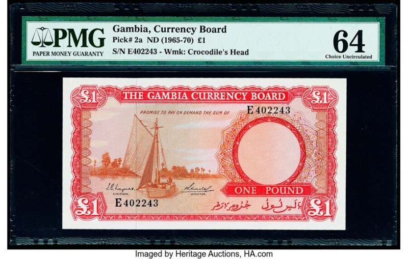 Gambia The Gambia Currency Board 1 Pound ND (1965-70) Pick 2a PMG Choice Uncircu...