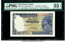 India Reserve Bank of India 10 Rupees ND (1937) Pick 19a Jhun4.5.1 PMG About Uncirculated 55 EPQ. Staple holes at issue.

HID09801242017

© 2020 Herit...