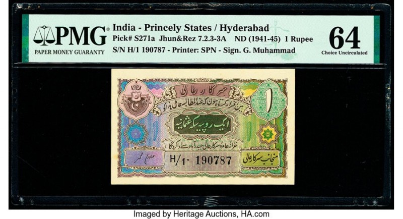 India Princely States, Hyderabad 1 Rupee ND (1941-45) Pick S271a Jhunjhunwalla-R...