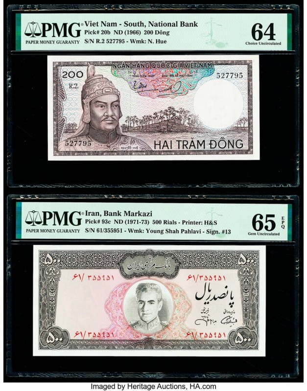 Iran Bank Markazi 500 Rials ND (1971-73) Pick 93c PMG Gem Uncirculated 65 EPQ; S...
