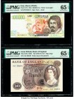Italy Banco d'Italia 100,000 Lire 6.3.1994 Pick 117b PMG Gem Uncirculated 65 EPQ. Great Britain Bank of England 10 Pounds ND (1970-75) Pick 376c PMG G...