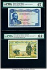 Kenya Central Bank of Kenya 20 Shillings 1.7.1973 Pick 8d PMG Superb Gem Unc 67 EPQ; West African States Banque Centrale des Etats de L'Afrique de L'O...