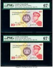 Lesotho Central Bank of Lesotho 10 Maloti 1981 (ND 1984) Pick 6b Four Consecutive Examples PMG Superb Gem Unc 67 EPQ (3); Gem Uncirculated 66 EPQ. 

H...