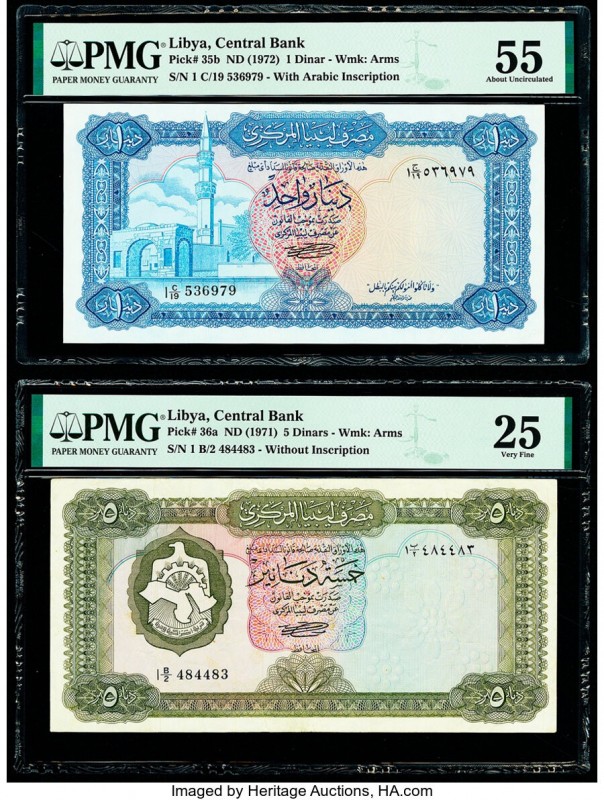 Libya Central Bank of Libya 1; 5; 10 (2) Dinars ND (1972); ND (1971) (2); ND (19...