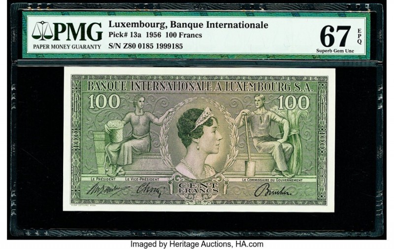 Luxembourg Banque Internationale a Luxembourg 100 Francs 21.4.1956 Pick 13a PMG ...