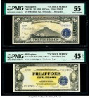 Philippines Philippine National Bank Victory Series 5; 20 Pesos ND (1944-1949) Pick 98a; 119b PMG Choice Extremely Fine 45 EPQ; About Uncirculated 55....