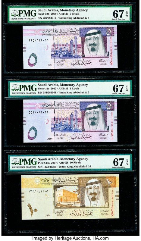 Saudi Arabia Group Lot of 6 Graded Examples PMG Superb Gem Unc 67 EPQ (4); Gem U...