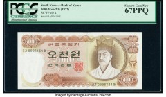 South Korea Bank of Korea 5000 Won ND (1972) Pick 41 PCGS Superb Gem New 67PPQ. 

HID09801242017

© 2020 Heritage Auctions | All Rights Reserved