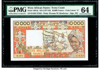West African States Banque Centrale des Etats de L'Afrique de L'Ouest - Cote d'Ivoire 10,000 Francs ND (1977-92) Pick 109Ak PMG Choice Uncirculated 64...