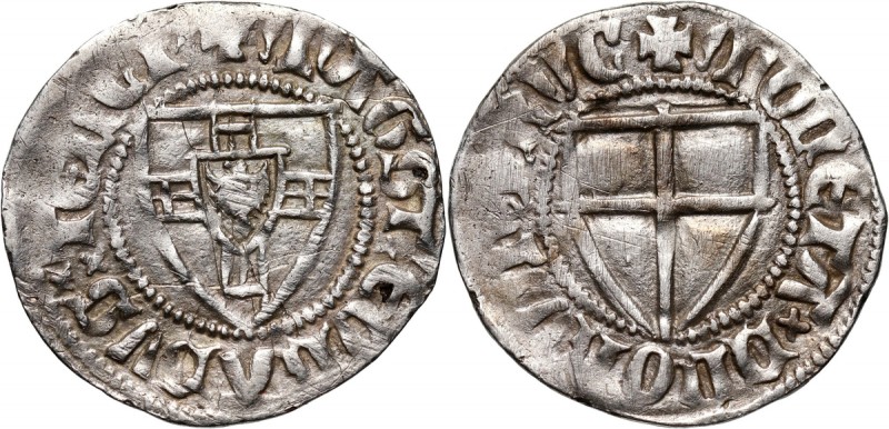 Zakon Krzyżacki, Konrad III von Jungingen 1393–1407, szeląg Waga 1,56 g. Referen...