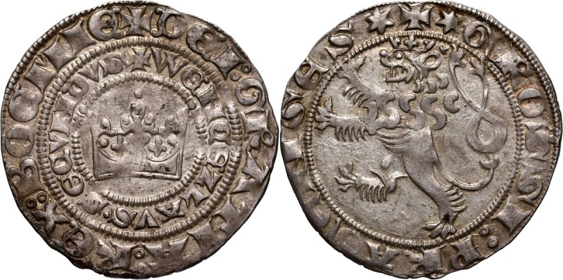 Wacław II Czeski 1300–1305, grosz praski Bardzo ładnie zachowany. Reference: Kop...