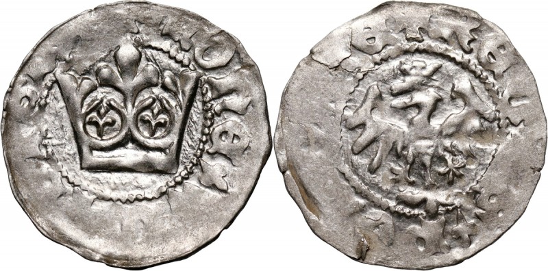 Władysław Jagiełło 1386-1434, półgrosz, Kraków, bez sygnatur Waga 1,55 g. Mennic...