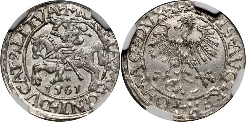 Zygmunt II August, półgrosz 1561, Wilno Piękny. Reference: Kopicki 3264
Grade: ...