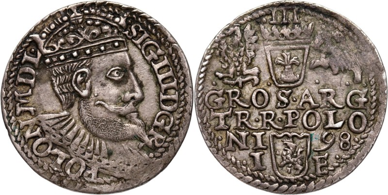 Zygmunt III Waza, trojak 1598, Olkusz Wariant z dużym popiersiem króla. Referenc...