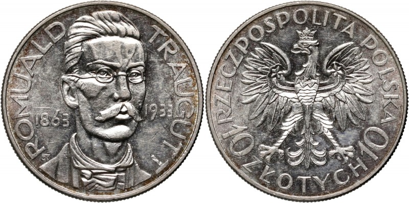 II RP, 10 złotych 1933, Warszawa, Romuald Traugutt Piękne w delikatnej patynie. ...