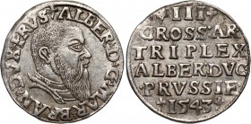 Prusy Książęce, Albert Hohenzollern, trojak 1543, Królewiec