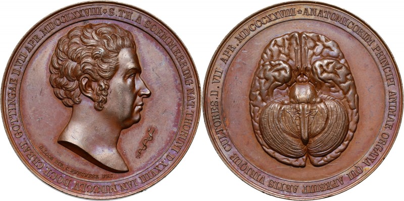 XIX wiek, Toruń, medal z 1828 roku, Samuel Thomas von Sömmering Autorstwa Loosa....