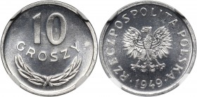 PRL, 10 groszy 1949, aluminium, PROOFLIKE MAX