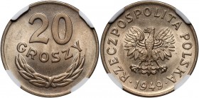 PRL, 20 groszy 1949, miedzionikiel MAX