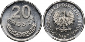 PRL, 20 groszy 1957, wąska data MAX