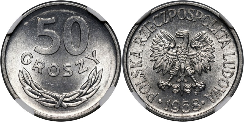 PRL, 50 groszy 1968 Rzadki rocznik w bardzo ładnym stanie. Reference: Parchimowi...