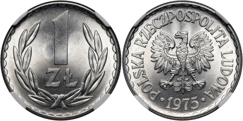 PRL, 1 złoty 1975, bez znaku mennicy Mennicza moneta.
Reference: Parchimowicz 2...