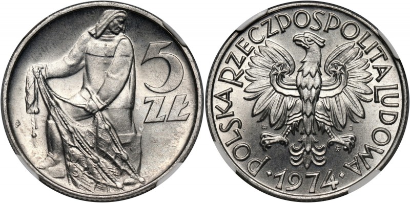 PRL, 5 złotych 1974, Rybak Mennicze. Reference: Parchimowicz 220f
Grade: NGC MS...