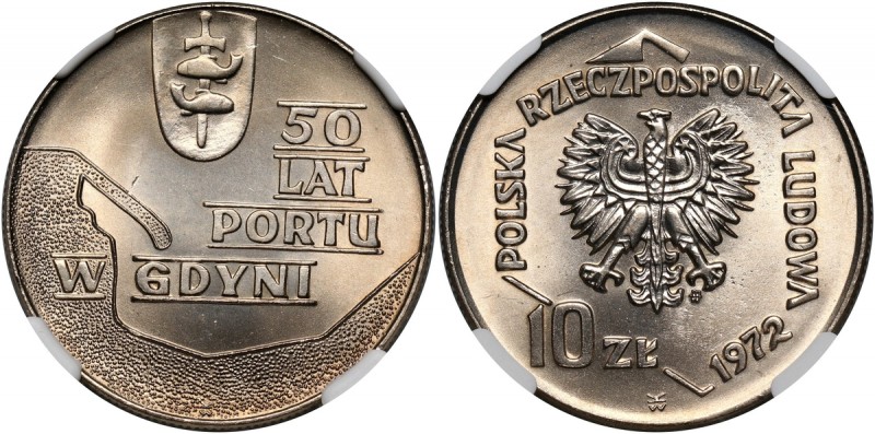 PRL, 10 złotych 1972, Port w Gdyni 2-ga najwyższa nota w NGC.
Reference: Parchi...