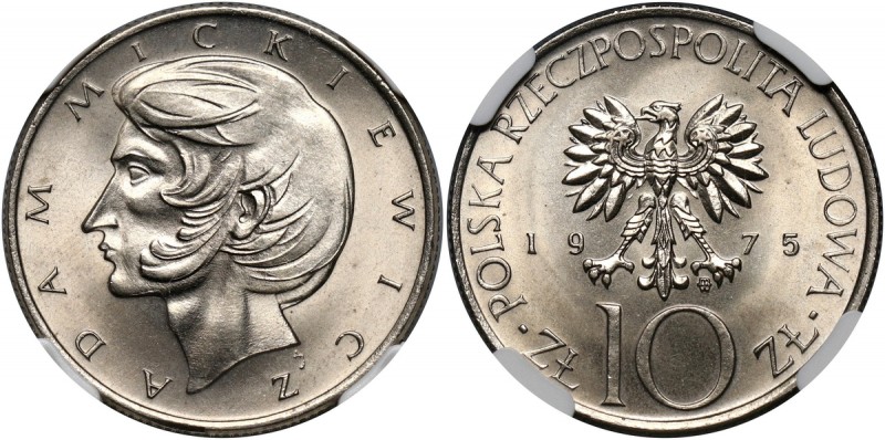 PRL, 10 złotych 1975, Adam Mickiewicz Najwyższa nota w NGC.
Reference: Parchimo...