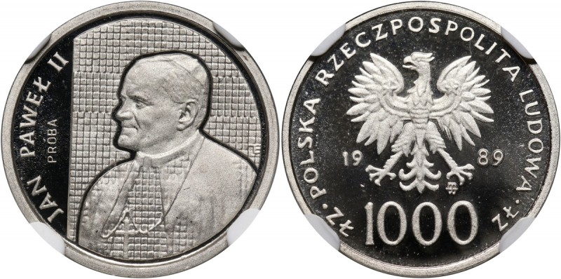 PRL, 1000 złotych 1989, Jan Paweł II, PRÓBA, nikiel Nakład: 500 sztuk.
Referenc...