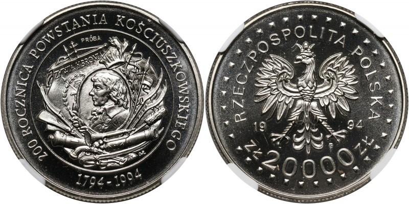 III RP, 20000 złotych 1994, Powstanie Kościuszkowskie, PRÓBA, nikiel Nakład: 500...