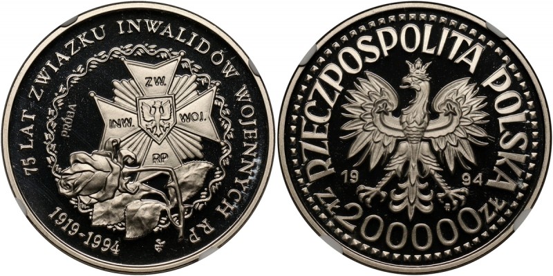 III RP, 200000 złotych 1994, Związek Inwalidów Wojennych, PRÓBA, nikiel Nakład: ...